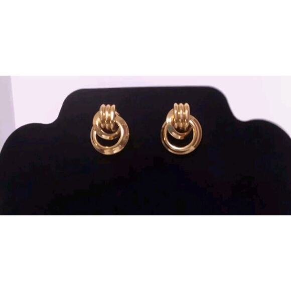 Vintage Earrings Kenneth Jay Lane Pirced Louped Circles Goltone Signed Chunky - Picture 1 of 7